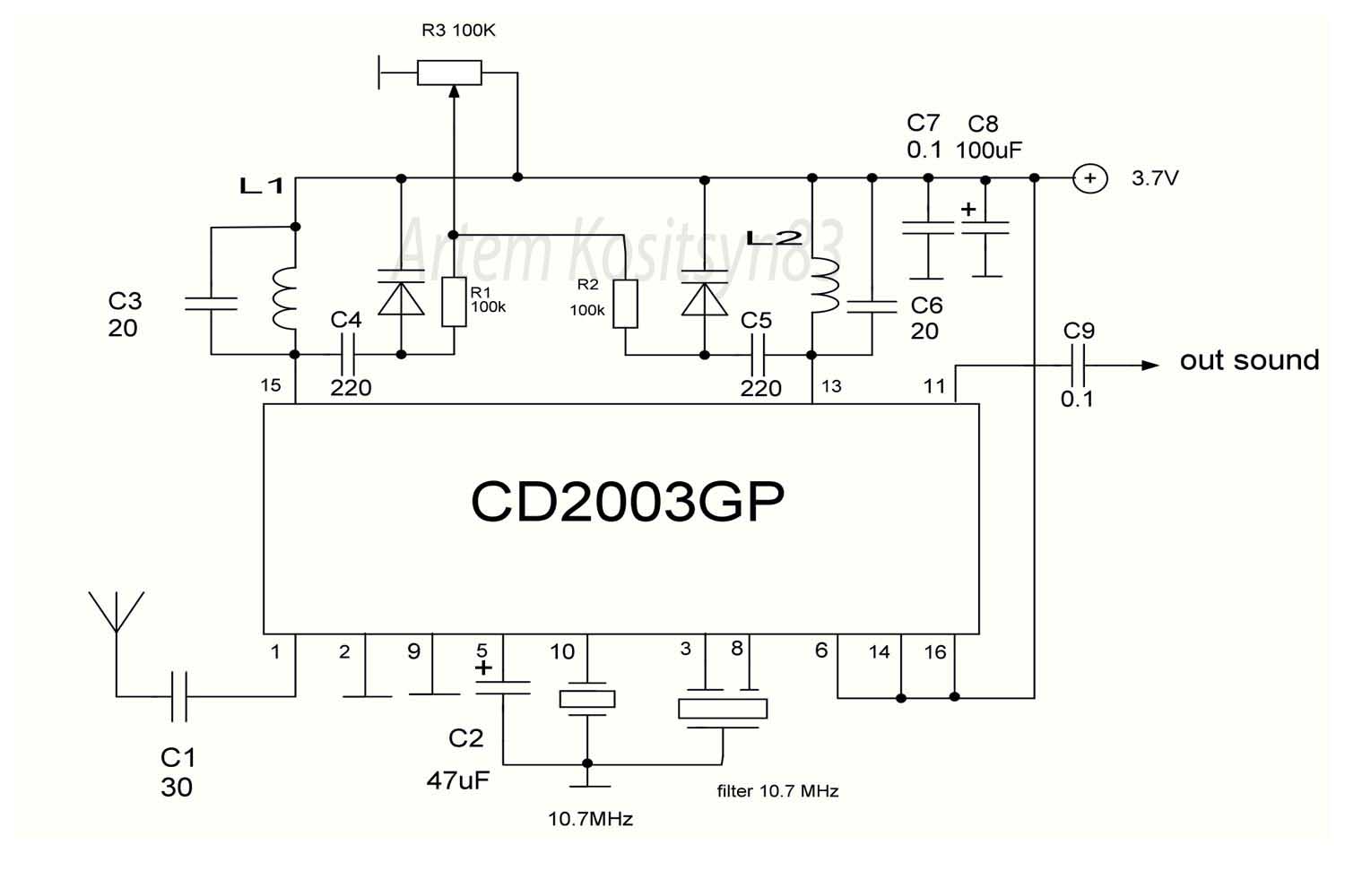 Read more about the article FM radio receiver on CD2003GP chip (TA2003)