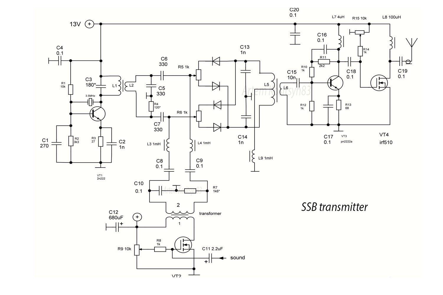Read more about the article How to make an SSB transmitter using 4 transistors